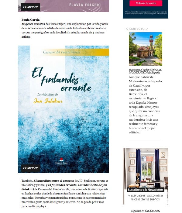 "El finlandés errante",  en la Revista AD
