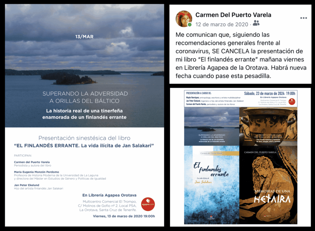 Presentación sinestésica de "El finlandés errante" y "Memorias de una hetaira" en la Librería Agapea de La Orotava, en Tenerife
