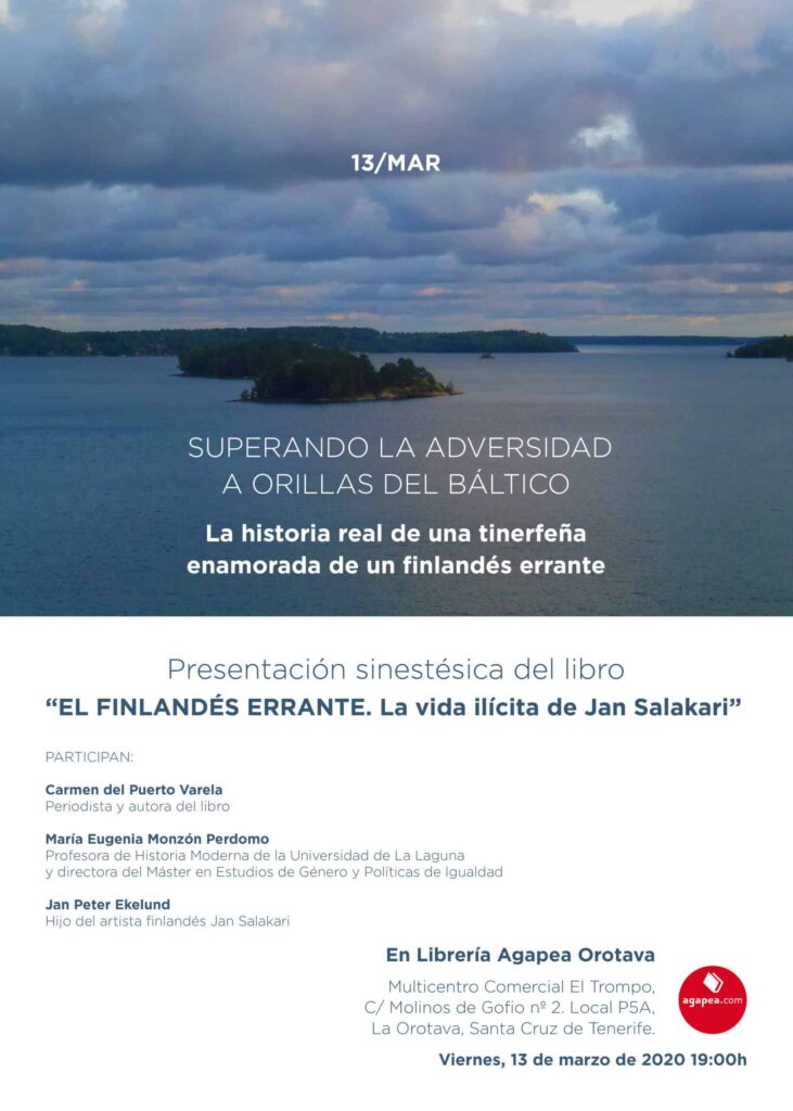 Presentación sinestésica de "El finlandés errante" en la Librería Agapea de La Orotava, en Tenerife (CANCELADA POR COVID19)