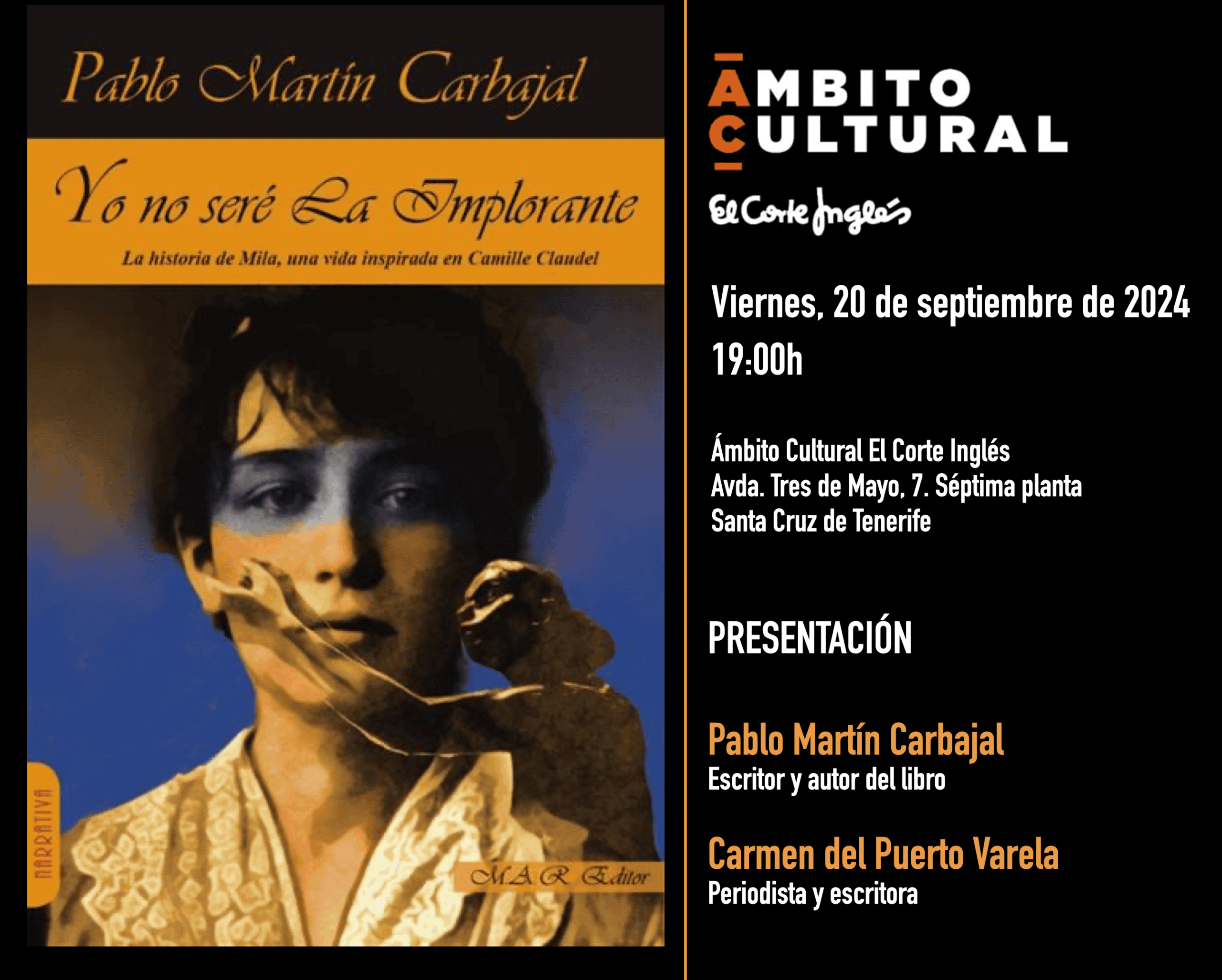 Presentación sinestésica del libro "Yo no seré la implorante", de Pablo Martín Carbajal, en El Corte Inglés de Tenerife