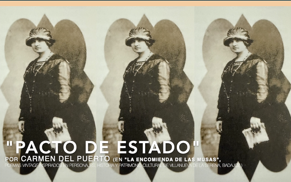 Mujer vestida con sombrero y vestido vintage en una foto en sepia.