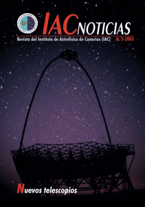 Portada de revista de astronomía con telescopio y cielo estrellado.